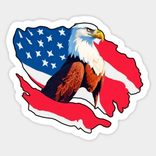 4th of July Patriotic Eagle with American Flag Sticker